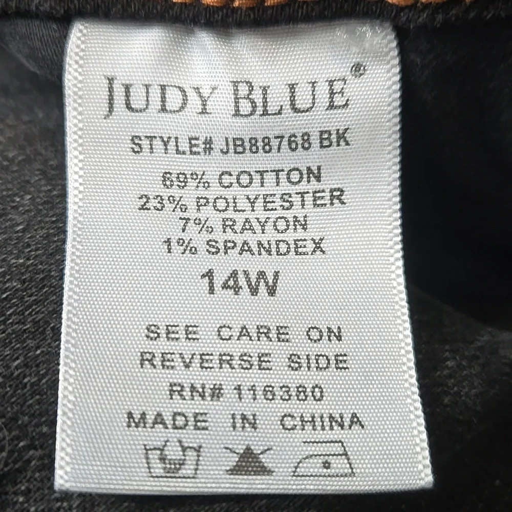 Judy Blue Womens 14W Black JB88768 BK Skinny Fit Denim Pants - Picture 8 of 14